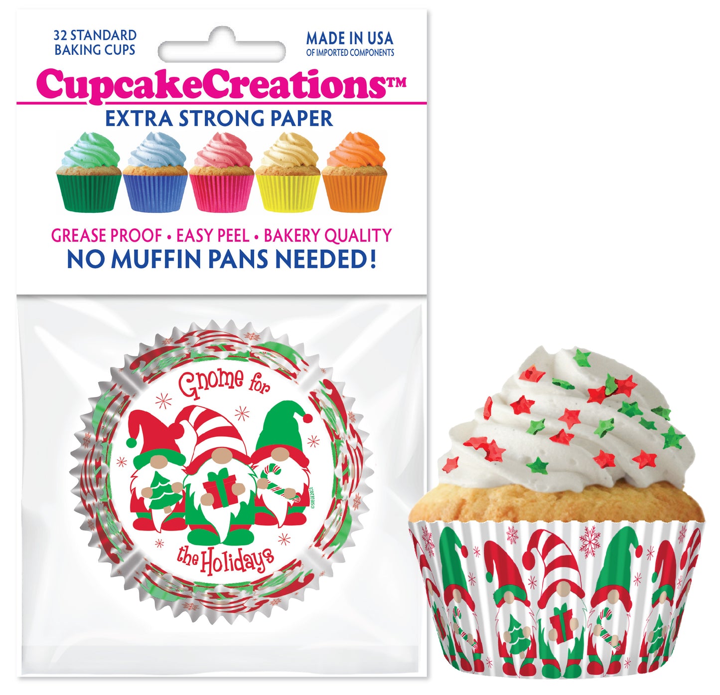 Gnome for the Holidays Cupcake Liner, 32 Pack