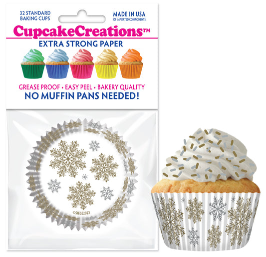 Elegant Snowflakes Cupcake Liner, 32 Pack