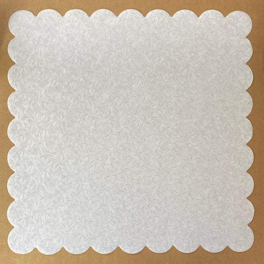 14" Square Glassine Embossed Doilies, each