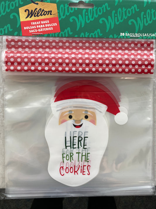 Santa Cookies Resealable Treat Bags, 20 Pack