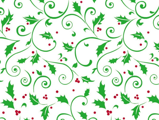 Holly Berries Cello Wrap, 30" x 100' Roll