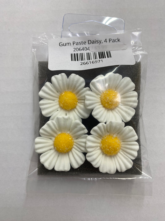 Gum Paste Daisy, 4 Pack