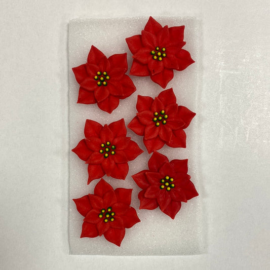 Large Royal Icing Poinsettia, 6 Pack