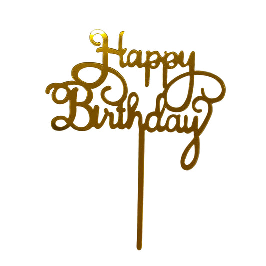 Golden Happy Birthday Pick, 2 pack