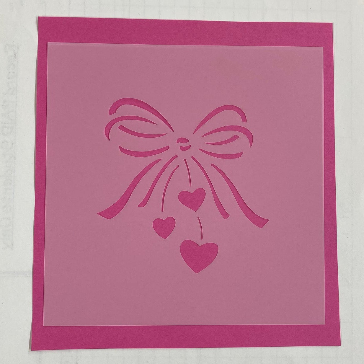 Bow with Dangling Hearts Stencil