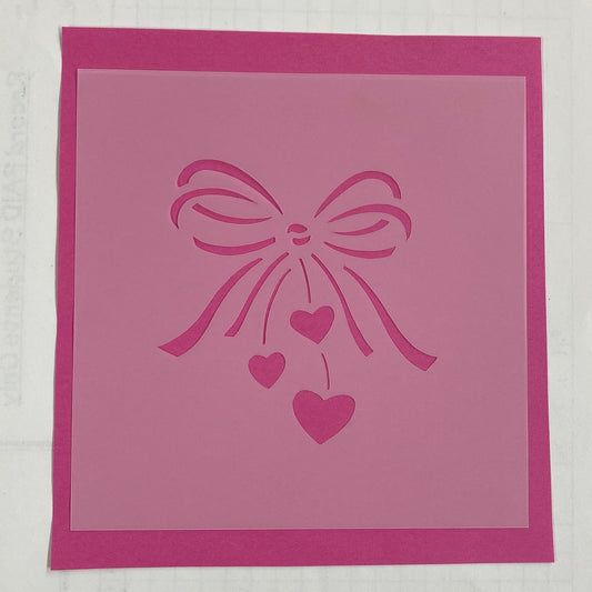 Bow with Dangling Hearts Stencil