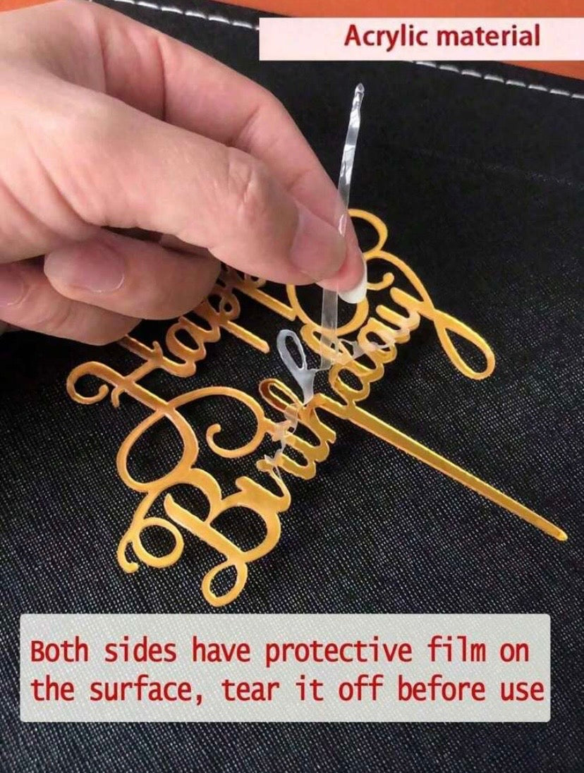 Golden Happy Birthday Pick, 2 pack