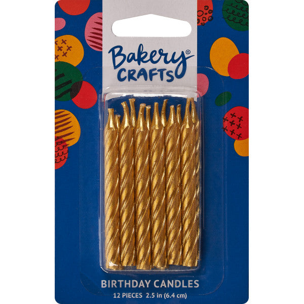 Gold Metallic Candles, 12 pack