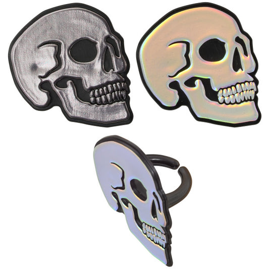 Metallic Skull Rings, 8 pack