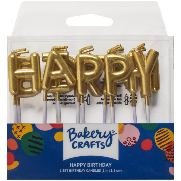 Happy Birthday Letters Gold Candles