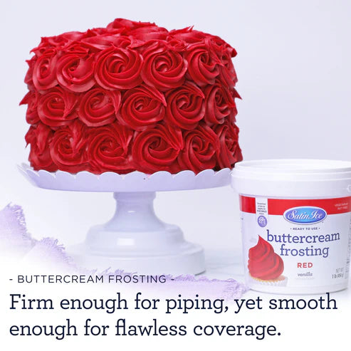 Buttercream Frosting Red RTU, Satin Ice, 1 lb