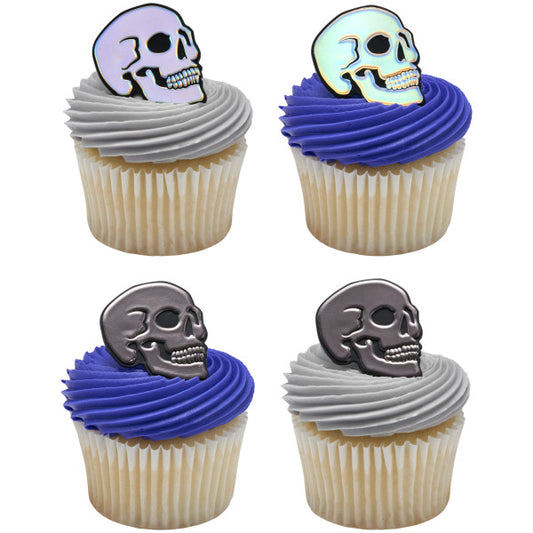 Metallic Skull Rings, 8 pack