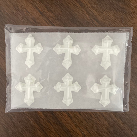 Royal Icing Cross, White 6 Pack