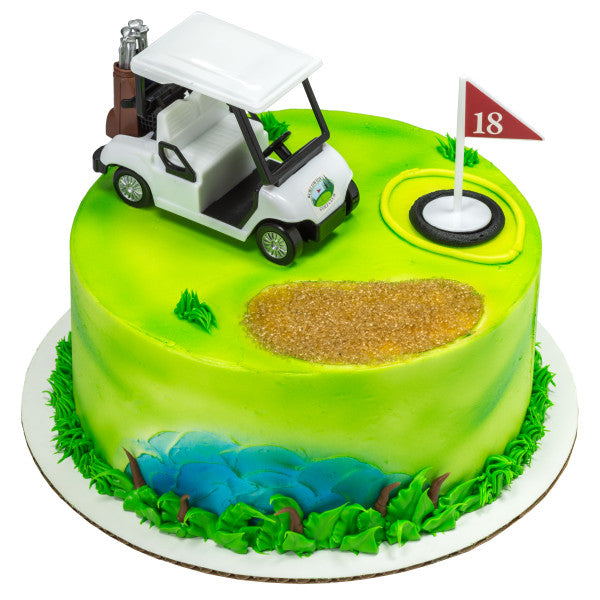 Golf Cart with Flag Cake Topper Set