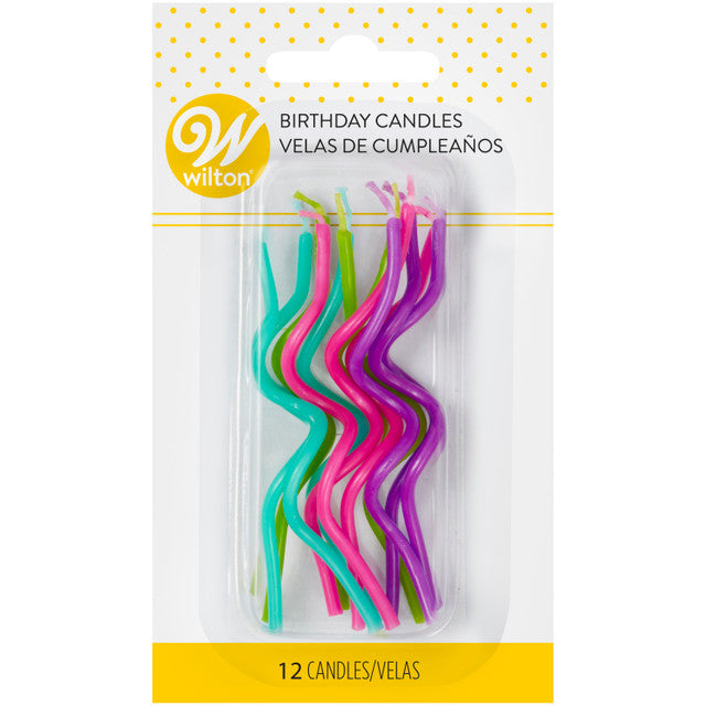 Curly Neon Candles  12 pack
