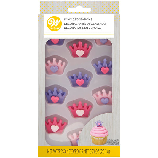 Crown with Heart Icing Decorations, 12 Piece