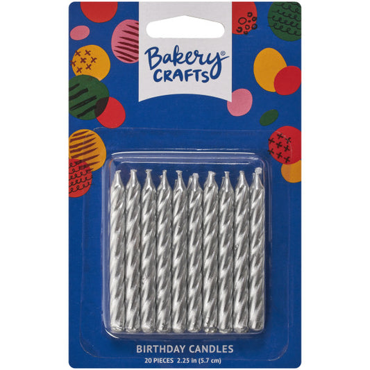Silver Metallic Candles, 20 Pack