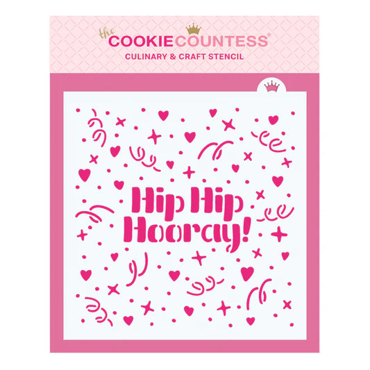 Hip Hip Hooray with Confetti Stencil