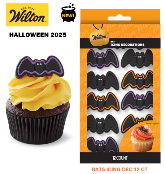 Halloween Bats Icing Decorations, 12 pack