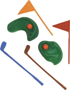 Golf Green with Clubs and Flag Set
