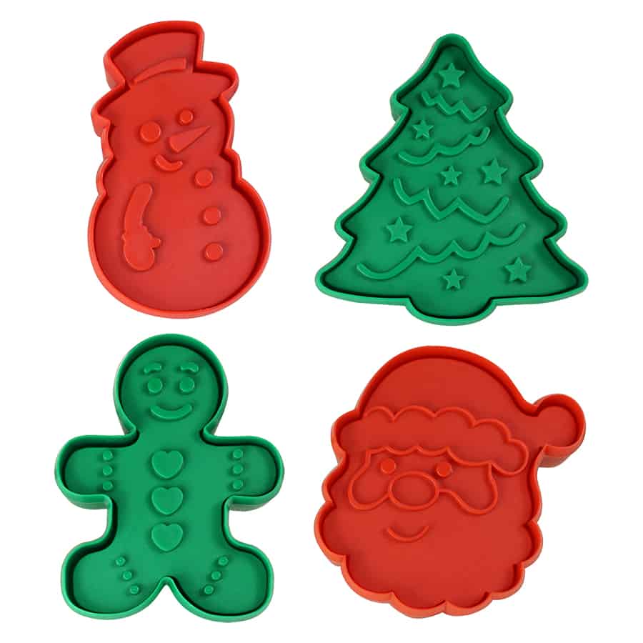 Christmas Cookie Stamps, Double Sided, 4-Piece