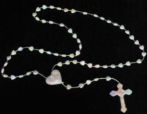 Rosary Beads, White Irridescent