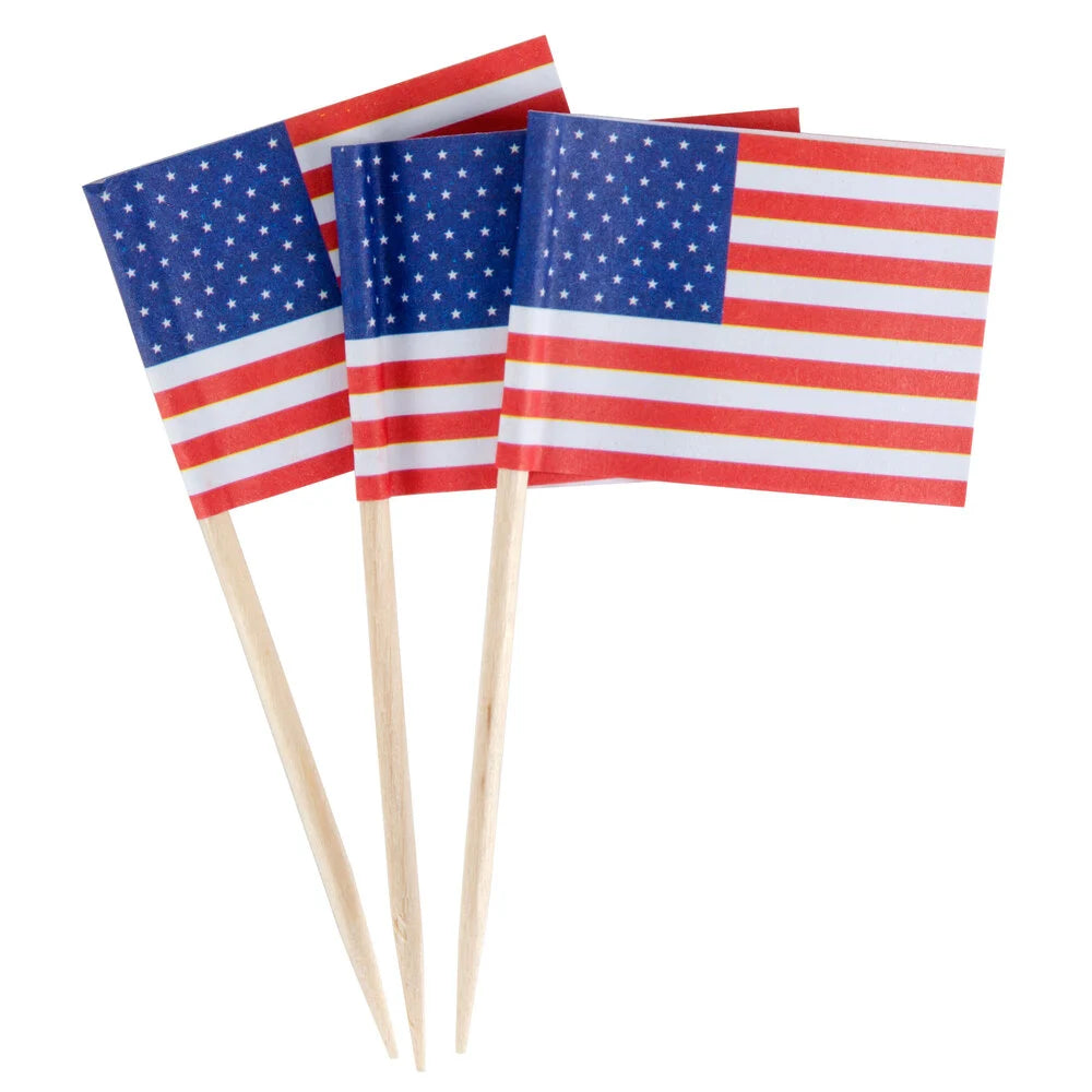 American Flag Pick, 1.5" wide, 100 Pack