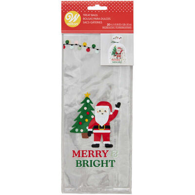 Merry and Bright Treat Bags and Ties, 20 pack