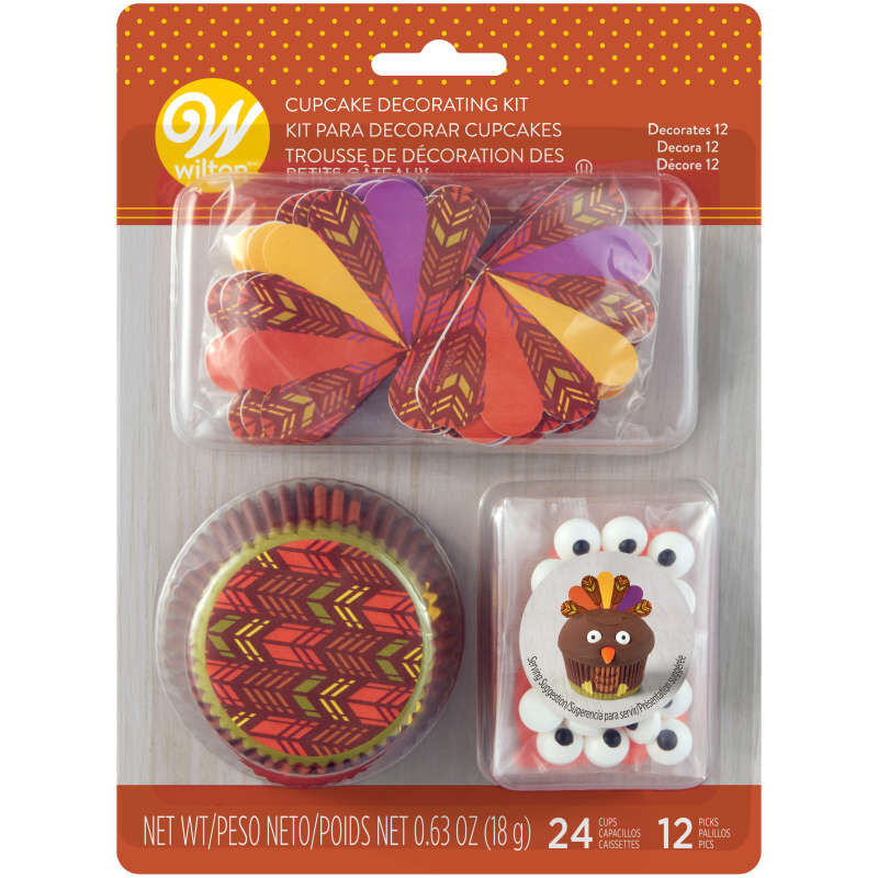 Turkey Cupcake Decorating Kit, 12 Sets