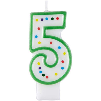 Number 5 Candle, Green