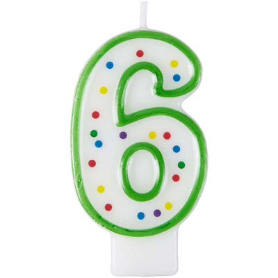 Number 6 Candle, Green