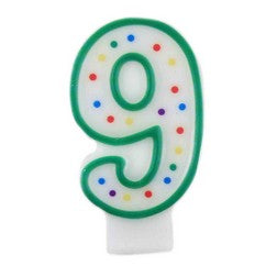 Number 9 Candle, Green