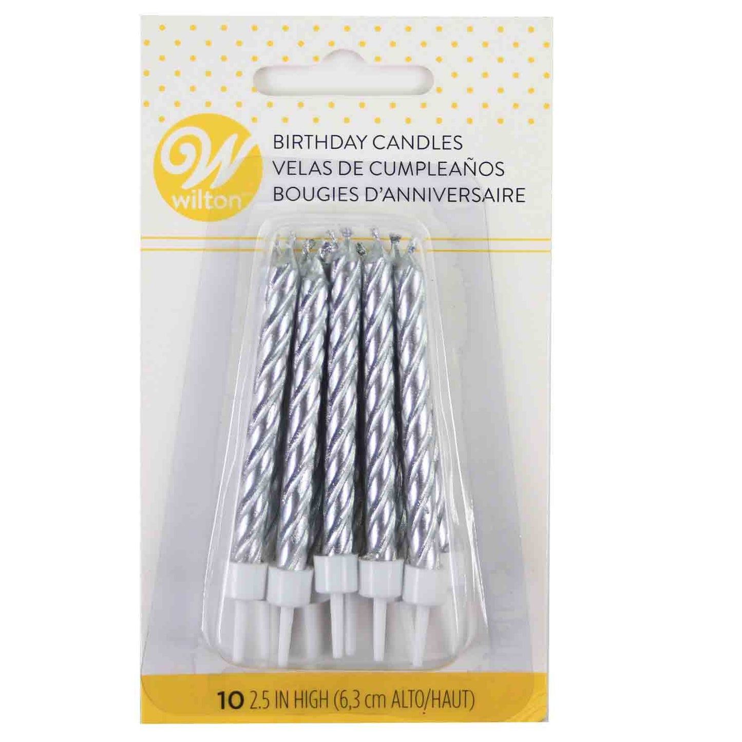 Silver Metallic Candles, 10 Pack