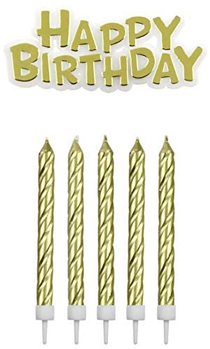 Birthday Candles with Plaque, Gold