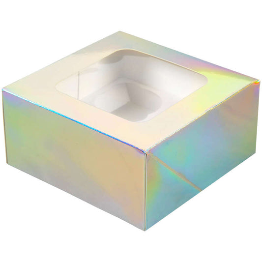 Cupcake Box, Iridescent, Holds 4, 3 pack