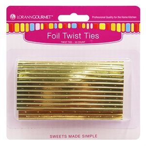 Gold Twist Ties, 50 Pack