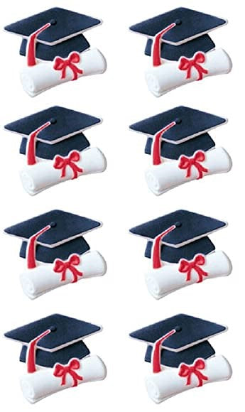Sugar Graduation Cap and Diplomas, 1", 8 Pack