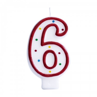 Number 6 Candle, Red