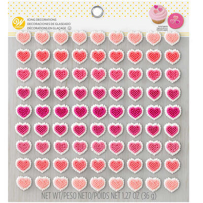Micro Mini Heart Icing Decorations, 81 Pack, Dot Matrix