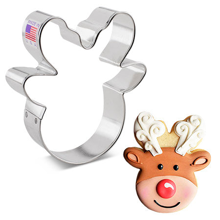 Reindeer Head Cookie Cutter, 3.75"
