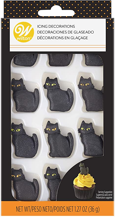 Black Cat Icing Decorations, 12 pack