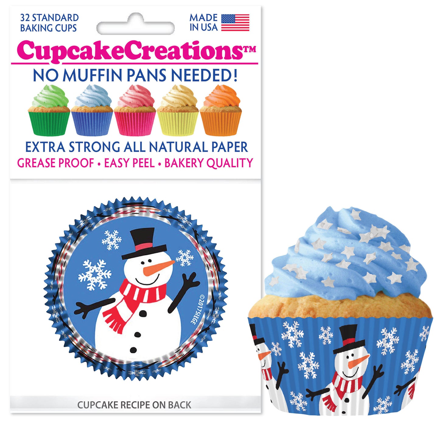 Snowman Cupcake Liner, 32 Pack