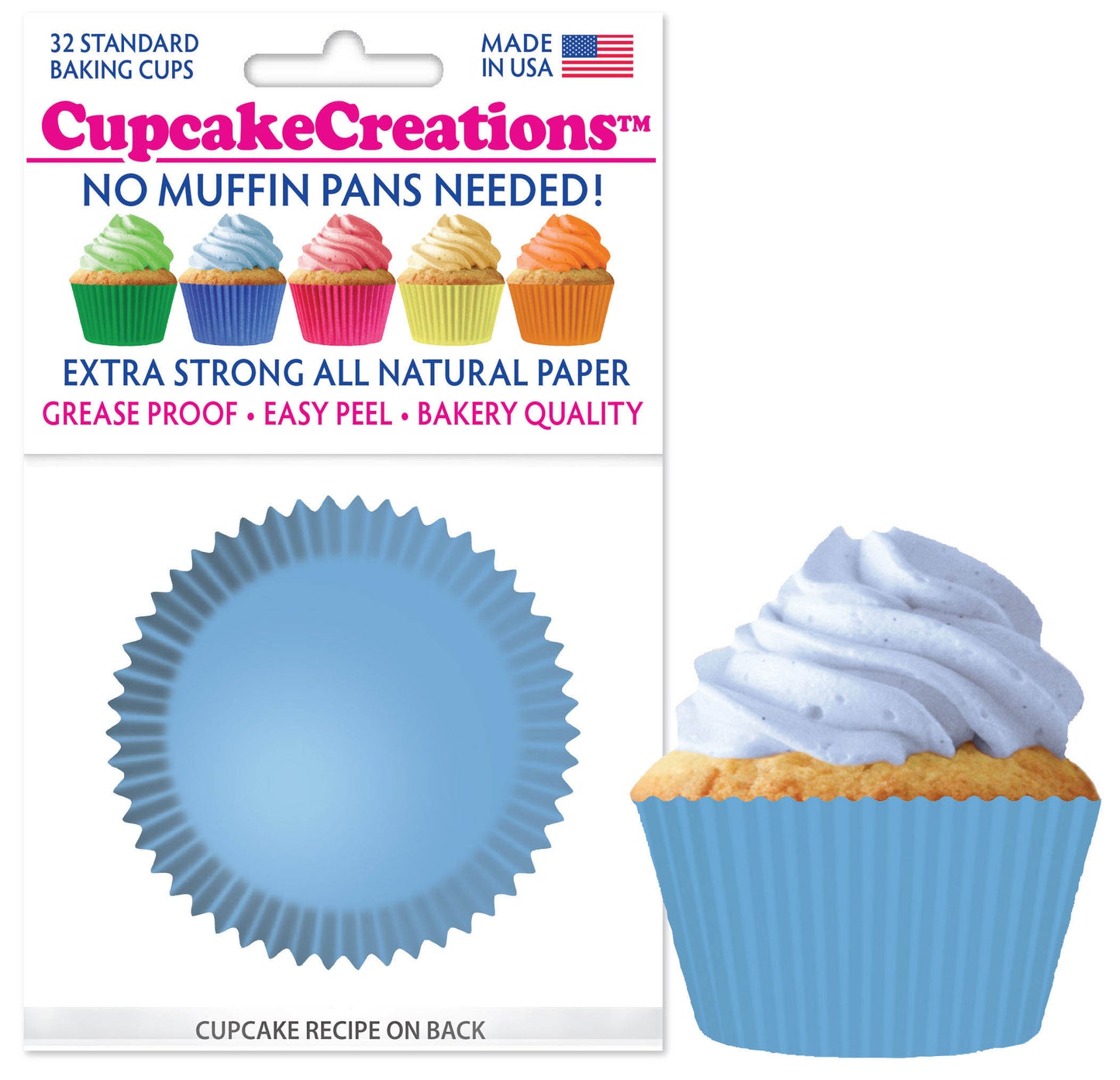 Lite Blue Cupcake Liner, 32 Pack