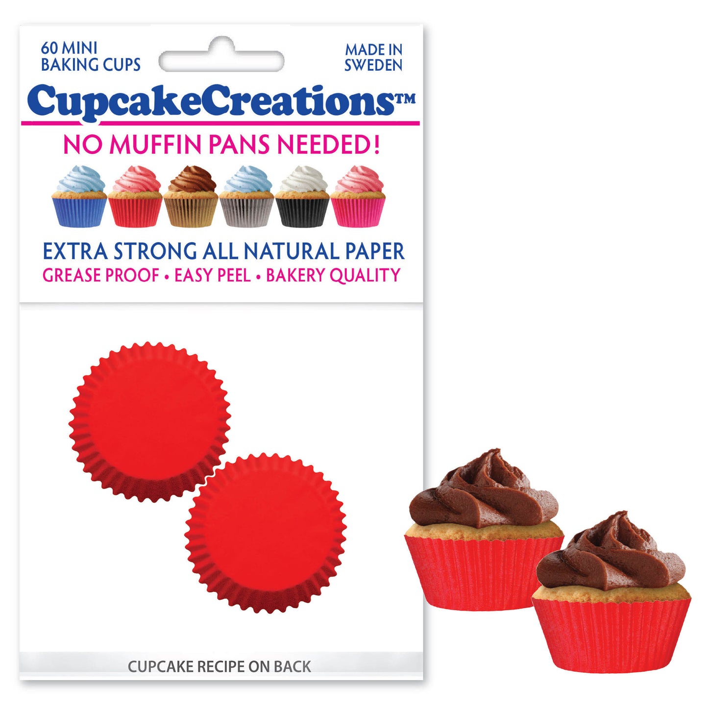 Mini Red Cupcake Liner, 60 Pack