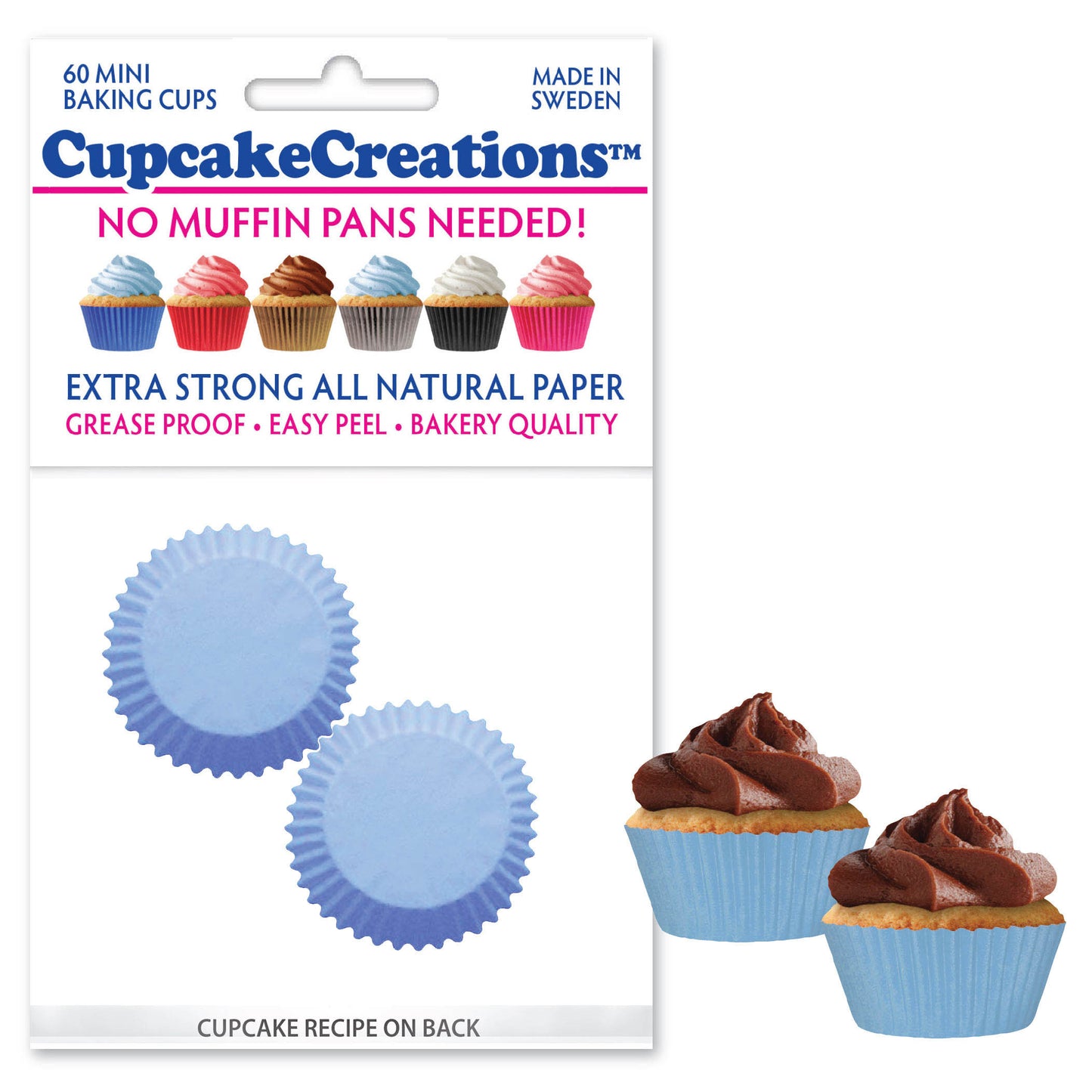 Mini Lite Blue Cupcake Liner, 60 Pack