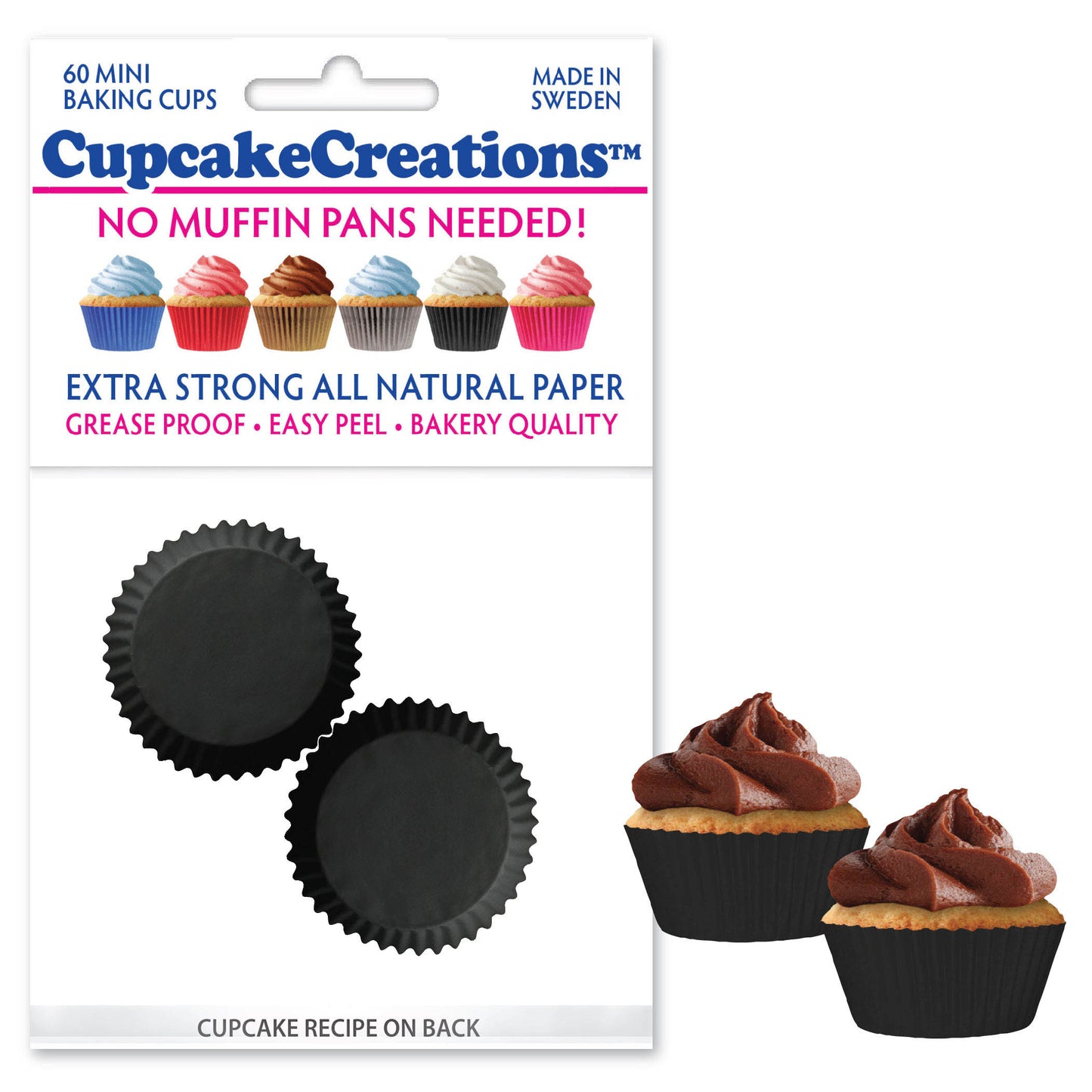 Mini Black Cupcake Liner, 60 Pack