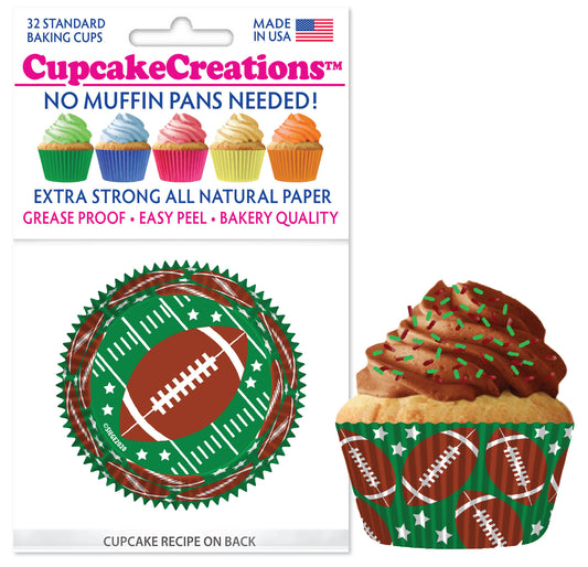 Football Cupcake Liner, 32 Pack
