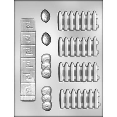 Picket Fence, Sidewalk & Trees Mold for Chocolate House