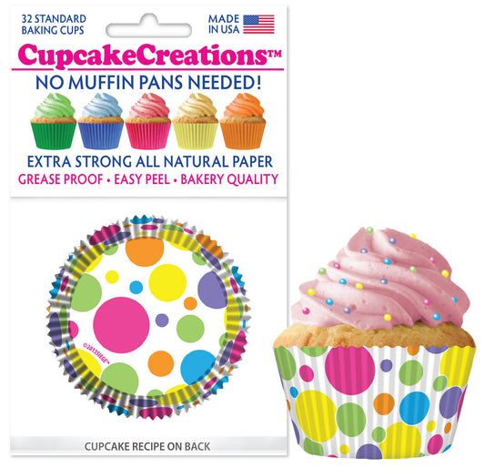 Rainbow Dot Cupcake Liner, 32 Pack