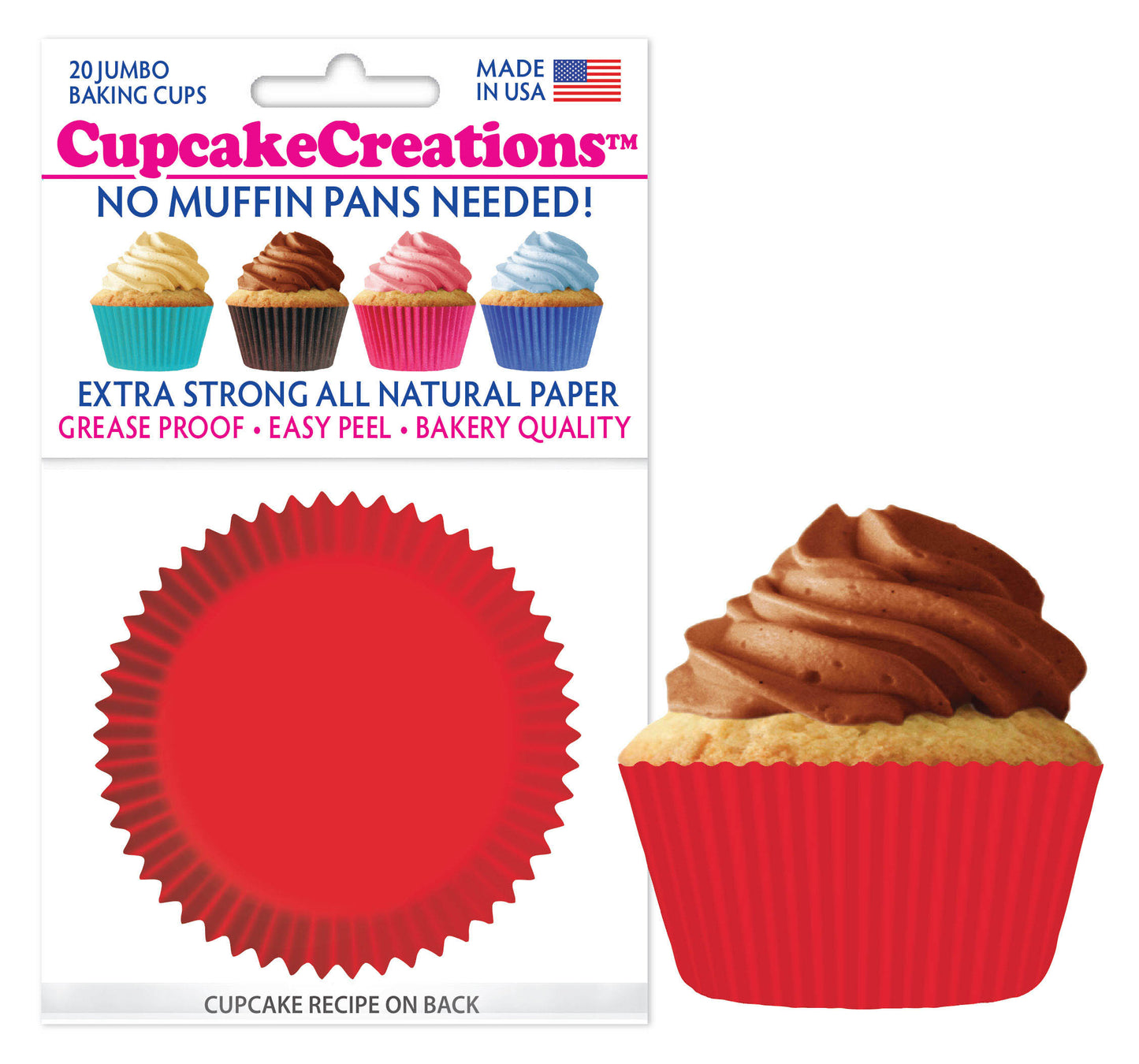 Jumbo Red Cupcake Liner, 20 Pack